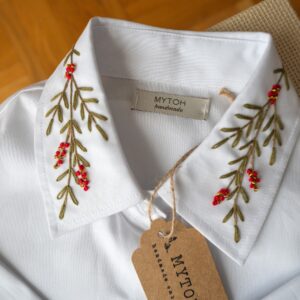 Camicia bianca ricamata “Autumn Branch” – Mytoh